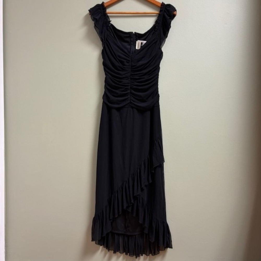 Tadashi Neiman Marcus Black Dress Size Petite‎ *XS Sheer Y2K Whimsigoth Prom